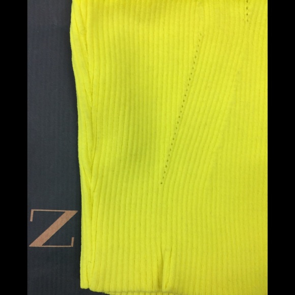 ZARA BANDAGE RIBBED KNIT NEON HIGHLIGHTER YELLOW HALTER HIGH NECK SLEEVELESS TOP - Picture 7 of 7